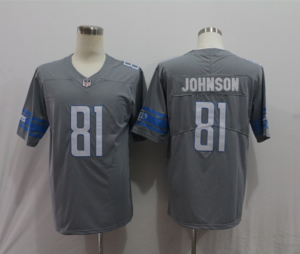 Men's Detroit Lions Calvin Johnson #81 Gray Jersey